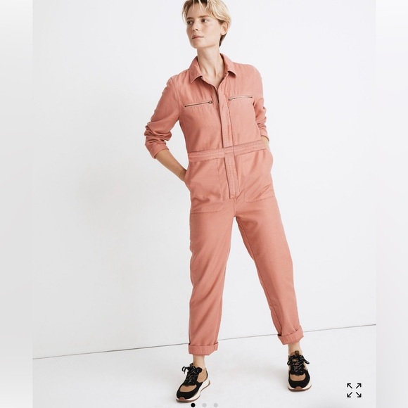Madewell Zip Pocket Coverall Jumpsuit Rose Dust Size M - Picture 2 of 10